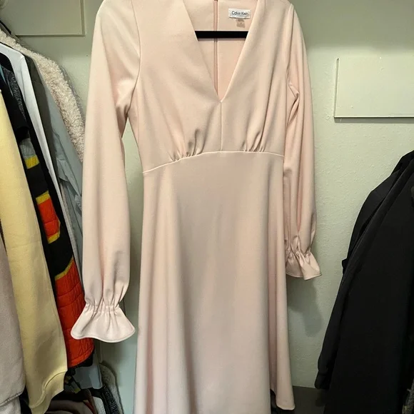 Calvin Klein Baby Pink Long Sleeve Dress - Picture 2 of 2